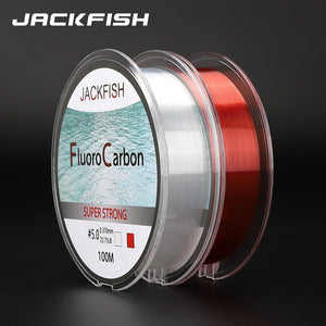 JACKFISH 100M Fluorocarbon Fishing Line  red/clear two colors 4-32LB Carbon Fiber Leader Line  fly fishing line pesca