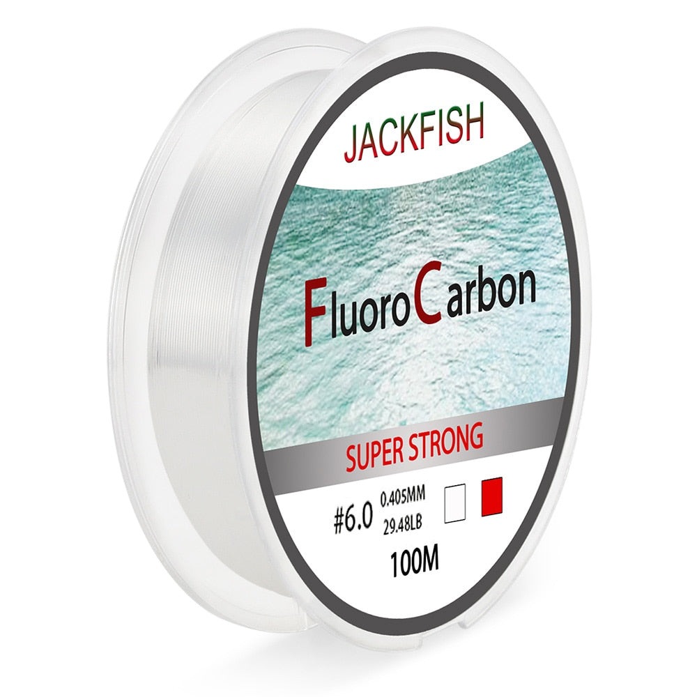 JACKFISH 100M Fluorocarbon Fishing Line  red/clear two colors 4-32LB Carbon Fiber Leader Line  fly fishing line pesca