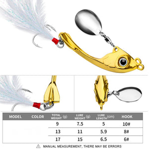 Spinner Bait 9g 13g 17g Metal Vib Fishing Lure Trolling Rotating Spoon Wobbler Sinking Hard Bait With Sequin Pesca For Bass Pike
