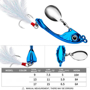 Spinner Bait 9g 13g 17g Metal Vib Fishing Lure Trolling Rotating Spoon Wobbler Sinking Hard Bait With Sequin Pesca For Bass Pike