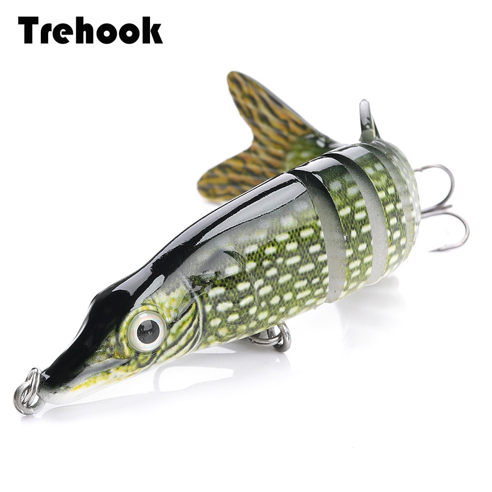 TREHOOK 10cm/12.5cm Pike Wobblers for Fishing Artificial Bait Hard Multi Jointed Swimbait Crankbait Lifelike Fishing Lure Tackle