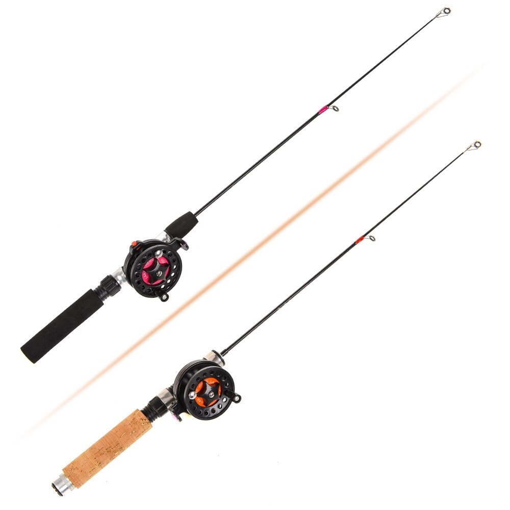 NEW 65cm Winter ice fishing rod Reel Combos boat pole fishing tackle set  Curved handle Winter carp Portable Spinning lce rod