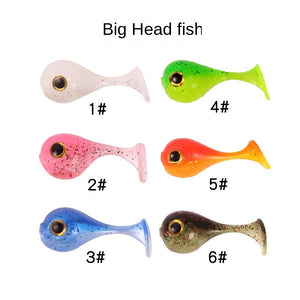 Luya Bait Fishing Lures Double Color Big Head Fish Tail Soft Bait 4.5cm3g Fish Simulation Silicone Fake Bait Mandarin Fish Bait